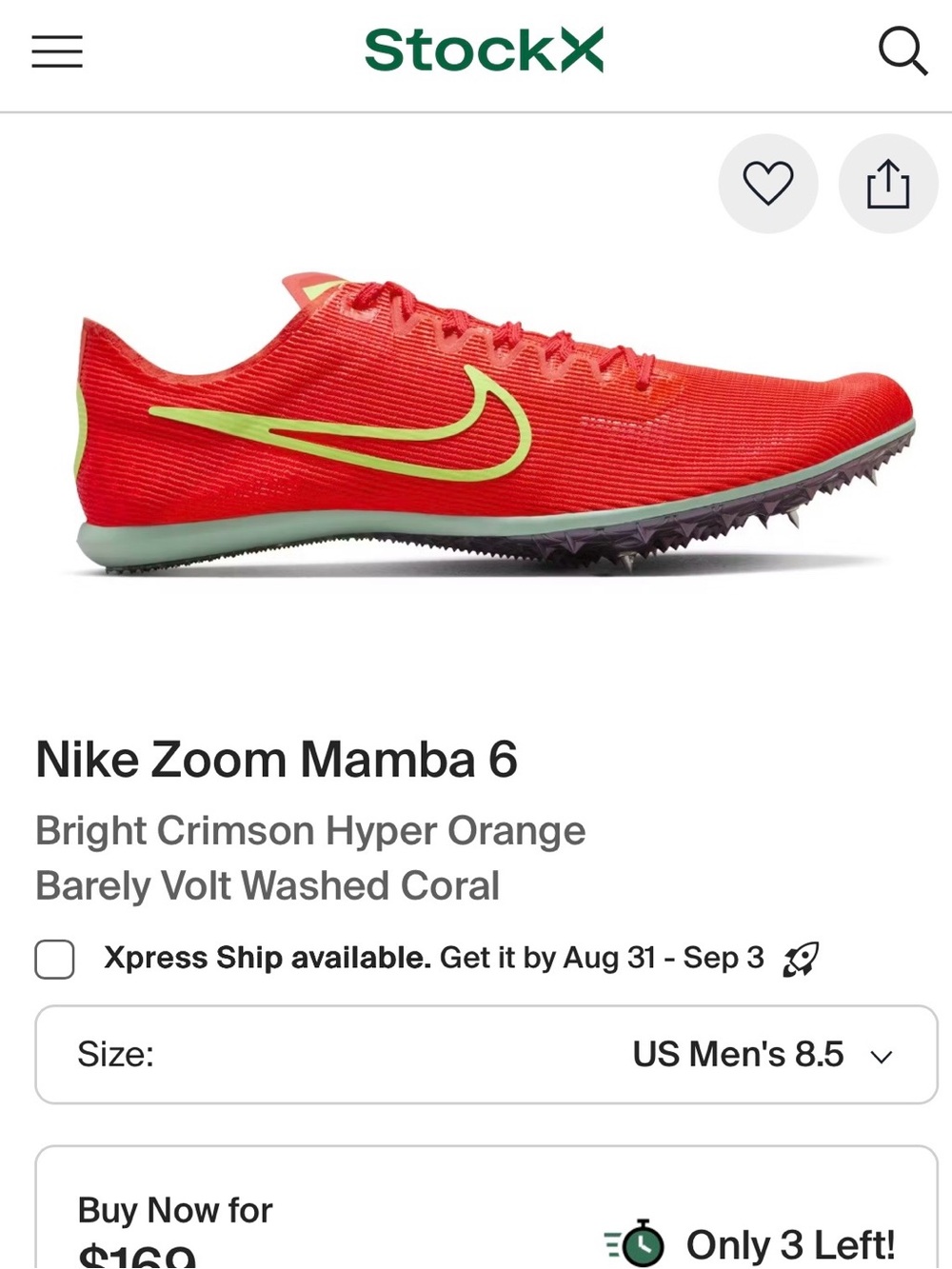 Nike Zoom Mamba 6 Bright Crimson with Volt Swoosh